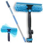 30ft Window Squeegee with Extension Pole, Window Cleaner Tool with 6-Stage Telescoping Pole, Window Cleaning Kit with 5-24ft Pole & Microfibre Cloths & Blades Replacement & Angle Adapter