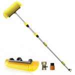 SISUPASSIE Car Wash Brush, 20FT Reach Telescopic Car Wash Brush with Long Handle, 12-Inch Soft Bristle Car Cleaning Brush with Hose Attachment for Cleaning Car, RV, Truck, Boat, Solar Panels