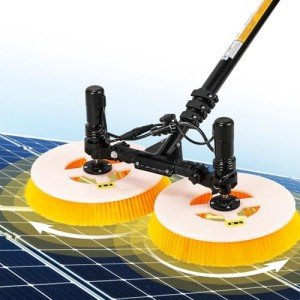 Mxmoonfree 24.5ft Solar Panel Cleaning Tool, Solar Panel Cleaning Brush and Pole Water Fed Pole Kit, Double Head Automatic Window Glass Washing Equipment, 110V-240V City Power Supply (24.5ft)
