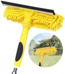 Window Squeegee and Chenille Scrubber, 2-in-1 Combo Cleaning Tools, Multi-Angle Threaded Window Cleaning Tool, Window Washing Equipment for Solar Panel and RV Windshield (Pole Sold Separately)
