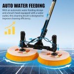 Mxmoonfree 24.5ft Solar Panel Cleaning Tool, Solar Panel Cleaning Brush and Pole Water Fed Pole Kit, Double Head Automatic Window Glass Washing Equipment, 110V-240V City Power Supply (24.5ft)