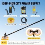 Mxmoonfree 24.5ft Solar Panel Cleaning Tool, Solar Panel Cleaning Brush and Pole Water Fed Pole Kit, Double Head Automatic Window Glass Washing Equipment, 110V-240V City Power Supply (24.5ft)
