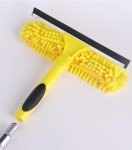 Window Squeegee and Chenille Scrubber, 2-in-1 Combo Cleaning Tools, Multi-Angle Threaded Window Cleaning Tool, Window Washing Equipment for Solar Panel and RV Windshield (Pole Sold Separately)