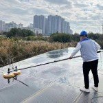 Mxmoonfree 24.5ft Solar Panel Cleaning Tool, Solar Panel Cleaning Brush and Pole Water Fed Pole Kit, Double Head Automatic Window Glass Washing Equipment, 110V-240V City Power Supply (24.5ft)