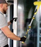 Window Squeegee and Chenille Scrubber, 2-in-1 Combo Cleaning Tools, Multi-Angle Threaded Window Cleaning Tool, Window Washing Equipment for Solar Panel and RV Windshield (Pole Sold Separately)