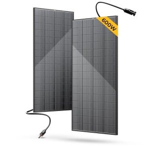 BougeRV Bifacial 600 Watts 12BB Solar Panel, 23% Efficiency All Black Design Monocrystalline Technology Work with 12 Volts Charger for RV Camping Home Boat Marine Off-Grid (BIFACIAL 2PCS 300W)