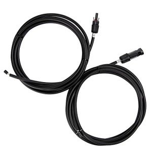 Renogy 10Ft 10AWG Solar Adaptor Wire Extension Cables with Female and Male Connector, 1 Pair, Black