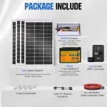 ECO-Worthy 1.6KWH Complete Solar Panel Kit 400W 12V for RV Off Grid: 4 * 100W Solar Panel + 40A MPPT Controller + 2 * 12V 100Ah Lithium Battery + Upgraded 2000W Power Inverter + Bluetooth Module