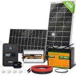 ECO-WORTHY 1.6KWH Complete Solar Panel Kit 400W 12V for RV Home Off Grid Yard: 195W Solar Panels*2 + 1000W Solar Inverter+12V 100Ah Lithium Battery+ 40A MPPT Charge Controller + Bluetooth Module