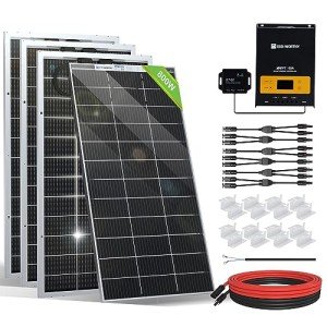 ECO-WORTHY 800 Watts Solar Panel Off Grid RV Boat Kit: 4pcs Bifacial 195W Solar Panels + 12V 60A MPPT Charger Controller+ Bluetooth Module 5.0 + 16Ft Solar Cable + Z Mounting Brackets
