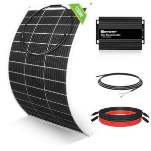 ECO-WORTHY 130W Flexible Solar Panel Kit for Golf Cart,520wh/day Generation, Charge While Driving, Extend Battery Life,Go Further：1pc 130W Solar Panel+48V/60V/72V MPPT Boost Charge Controller