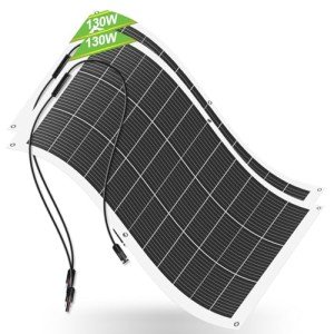 ECO-WORTHY Waterproof Monocrystalline Lightweight Solar Panel 2pcs 130 Watt (260W) Flexible Solar Panels for RV,Curved Surfaces,Roofs,Cabin,Boats