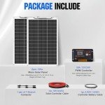 ECO-WORTHY 260Watt 12Volt Flexible Solar Panel Kit for Off Grid Home RV, Boat and Uneven Surfaces:2pcs 130W Mono Solar Panel + 30A 12V Charger Controller + Solar Cable + Tray Cable + Y Branch