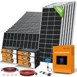 ECO-WORTHY 4680Watt 21.5KWH 48V Off Grid Solar System Complete Kit Pro for Home Shed with 15KWH Lifepo4 Battery（6pcs 48V 50AH Lifepo4）,Solar Panels for Homes with Solar Mount MPPT Hybrid Inverter