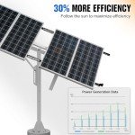 ECO-WORTHY Solar Panel Single Axis Tracking System (Increase 30% Power) with Tracker Controller,High Stability, Multi-Angle Adjustment,Ideal for Different Solar Panels, for Yard/Farm/Field/Garden