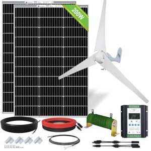 ECO-WORTHY 600W Solar Wind Power Kit: 2X 100W Mono Solar Panel + 1x 400W Wind Turbine Generator for Home/RV/Boat/Farm/Street Light and Off-Grid Appliances
