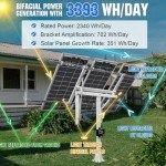 ECO-WORTHY 600W Solar Panel Tracker System: 3pcs Bifacial 195W Monocrystalline Solar Panels, Single-Axis Solar Tracking Kit with Tracker Controller for Shed Farm Yard Hut Field and Any Off-Grid
