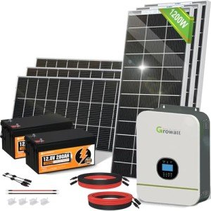 ECO-WORTHY 1200W 4.68KWH Off-Grid Solar Panel System for RVs, Sheds, Cabins and Home:6pcs 195W Bificial Solar Panels+2pcs 12.8V 280Ah Lithium Battery+24V 3000W Solar Hybrid Inverter