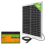 ECO-WORTHY 25W Solar Monocrystalline Waterproof Panel+12V 10Ah LiFePO4 Battery