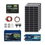 ExpertPower 1.3KWH 12V Solar Power Kit | LiFePO4 12V 100Ah, 300W Mono Solar Panels, 30A MPPT Solar Charge Controller, 2KW Pure Sine Wave Inverter Charger | RV, Trailer, Camper, Marine, Off Grid