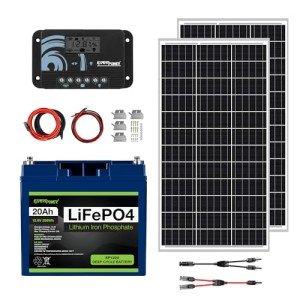 ExpertPower 200W 12V Solar Power Kit | 12V 20Ah LiFePO4 Lithium Battery | 200W Mono Rigid Solar Panels, 20A PWM Solar Charge Controller | RV, Trailer, Camper, Marine, Off Grid, Solar Projects