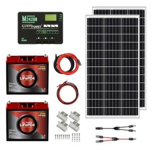 ECI Power 200W 12V Solar Power Kit | 2 x 12V 20Ah LiFePO4 Lithium Batteries | 200W Mono Rigid Solar Panels, 20A MPPT Solar Charge Controller | RV, Trailer, Camper, Marine, Off Grid, Solar Projects
