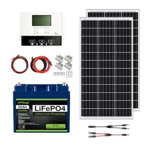 ExpertPower 200W 12V Solar Panel Kit | 12V 50Ah LiFePO4 Lithium Batteries | 200W Mono Rigid Solar Panels, 30A PWM Solar Charge Controller | RV, Trailer, Camper, Marine, Off Grid, Solar Projects