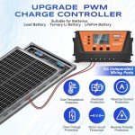Bifacial 200W Solar Panels Kit Solar Panel with 30A PWM Charge Controller A+ Cell Cables Connectors Brackets Y Branch Adapter Cable for RV Boats Battery Marine Home Outdoor Off-Grid System