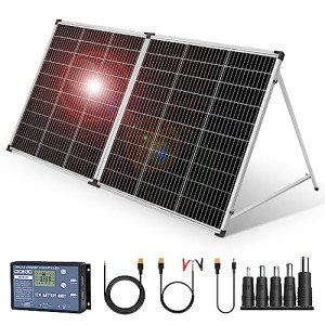DOKIO Solar Suitcase 200W Portable Foldable Solar Panel 18v Monocrystalline with Controller to Charge 12 Volts Batteries (All Lead/Acid Types: Vented AGM Gel) RV Camping Marine