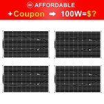 DOKIO Flexible Solar Panel 4x100w(400w) Semi-Flexible Bendable 12V Monocrystalline Off-Grid for RV Boat Cabin Van Car and Caravan RV Boat Camper