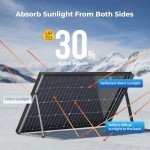 BougeRV 24V N-Type 16BB 100W Bifacial Solar Panel, 24V 100 Watt Solar Panel, for RV Camping Boat Marine Log Cabin Roof, Black Frame (1PCS)