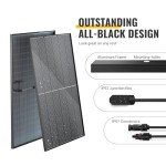 BougeRV Bifacial 400 Watts 10BB Mono Solar Panel, All Black Frame Monocrystalline Technology Work with 12/24 Volts Charger for RV Camping Home Boat Marine Off-Grid, 67.9 x 44.6 x 1.4 in (1 PCS)