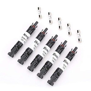 BougeRV 5PCS 15A Solar Fuses Holder Inline, 5PCS PV Inline Fuse Holders 15 Amp for Solar Panel and Solar Controller, Waterproof Solar Fuse Connector, Solar Surge Protection Device