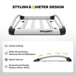 BougeRV 47''x40''x8'' Aluminum Roof Basket Anti-Rust Lightweight Universal Roof Rack Vehicle Cargo Basket 150LBS Load Capacity Rooftop Cargo Carrier with Wind Fairing, Fit for SUV Truck Cars, Silver