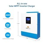 SUNGOLDPOWER 3000W 24V Solar Inverter All in One, 120Vac AC Input,120Vac AC Output Pure Sine Wave, 80A MPPT Solar Charger and 40A AC Battery Charger for Lithium SLD FLD Batteries in Off Grid System