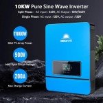 SUNGOLDPOWER 10000W DC 48V UL1741 Solar Inverter,Support Parallel, Built-in 2 MPPT Solar Controllers, Max. 200A Battery Charging, AC Input/Output 120V/240V(settable) Inverter Charger(10000W DC 48V)