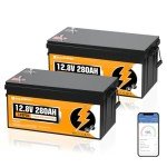 ECO-WORTHY 12V 280Ah 2 Pack LiFePO4 Lithium Battery with Bluetooth, Low Temp Protection, Built-in 200A BMS, 3584Wh Energy. Perfect for Off-Grid, RV, Solar System, Camper, Travel Trailer, Backup System