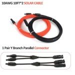 10FT 10AWG Solar Extension Cable Kit with Connectors