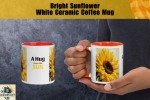 Sunflower Coffee Mug, &quot;Hug from the Sun&quot; Vibrant Ceramic Cup with Colorful Interior, Perfect Gift for Nature Lovers