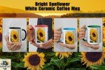 Sunflower Coffee Mug, &quot;Hug from the Sun&quot; Vibrant Ceramic Cup with Colorful Interior, Perfect Gift for Nature Lovers