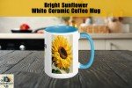 Sunflower Coffee Mug, &quot;Hug from the Sun&quot; Vibrant Ceramic Cup with Colorful Interior, Perfect Gift for Nature Lovers