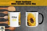 Sunflower Coffee Mug, &quot;Hug from the Sun&quot; Vibrant Ceramic Cup with Colorful Interior, Perfect Gift for Nature Lovers