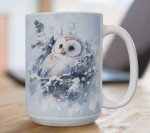 Winter Whisper Owl Ceramic Coffee Mug - Elegant Gift for Nature Lovers, 11oz & 15oz Sizes Available