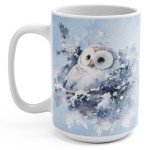 Winter Whisper Owl Ceramic Coffee Mug - Elegant Gift for Nature Lovers, 11oz & 15oz Sizes Available