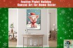 Delightful Holiday Pig Canvas Art | Charming Christmas Decor for Home & Festive Wall Art