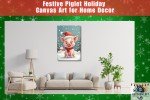 Delightful Holiday Pig Canvas Art | Charming Christmas Decor for Home & Festive Wall Art