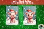 Delightful Holiday Pig Canvas Art | Charming Christmas Decor for Home & Festive Wall Art