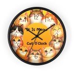 It Is Meow Cat O&#39;Clock Wall Art - Colorful Kitty Timekeeper 10-Inch Clock, 3 Base Colors, 2 Hand Colors