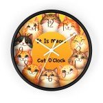 It Is Meow Cat O&#39;Clock Wall Art - Colorful Kitty Timekeeper 10-Inch Clock, 3 Base Colors, 2 Hand Colors
