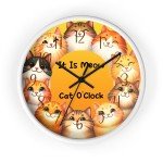It Is Meow Cat O&#39;Clock Wall Art - Colorful Kitty Timekeeper 10-Inch Clock, 3 Base Colors, 2 Hand Colors